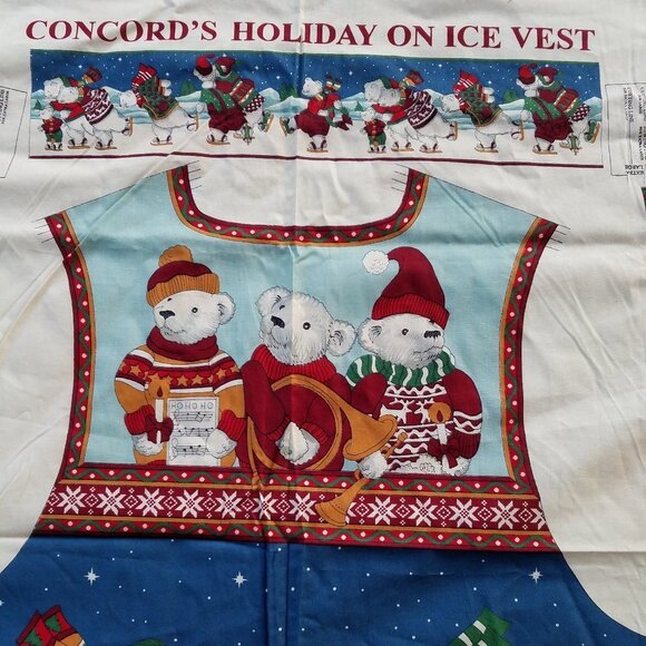 Concord Vest Kit “Holiday On Ice” Cut and Sew Panel Vintage XL, L, M, S Pattern - Picture 1 of 9
